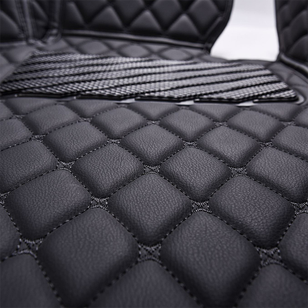 Hybrid Black and Red Leather Diamond Car Mats - Indy Mats